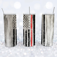 Grey Thin Red Line Tumbler