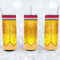 Yellow Glitter Pencil Tumbler